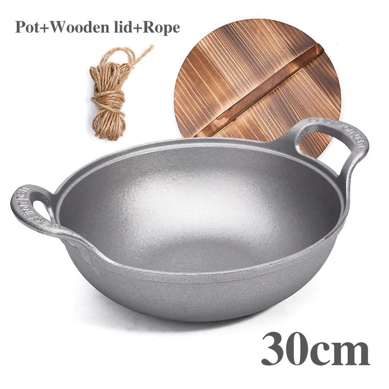 Old style iron pot Uncoated fryer Stew pot Frying pan Non stick pot Flat bottomed induction cooker gas universal boiler wok  pan