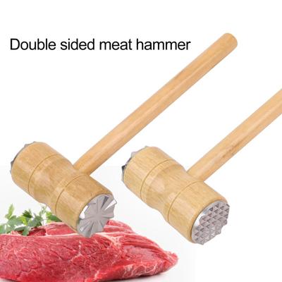 Doppelseitiger Fleischklopfer mit Hammergriff und langem Holzgriff, robust, für Steak, Huhn, Rindfleisch, Geflügel, Mallet, Stampfer