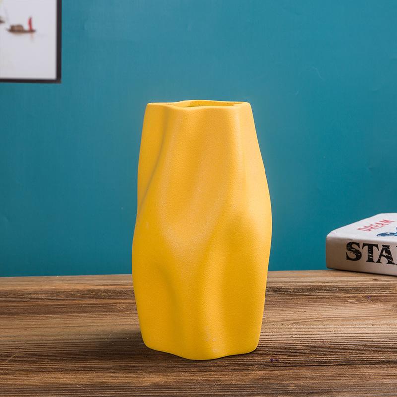 Irregular Ceramic Vase White Large Diameter Dried Flower Arrangement Simple Creative Home Living Room Decoration Home Decoration