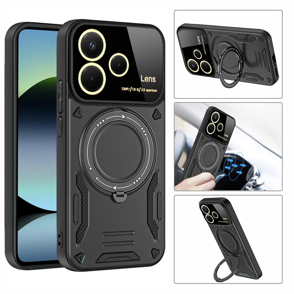 

For Xiaomi Redmi Note 14 5G Case Rotating Magnetic Kickstand PC+TPU Phone Cover Purple