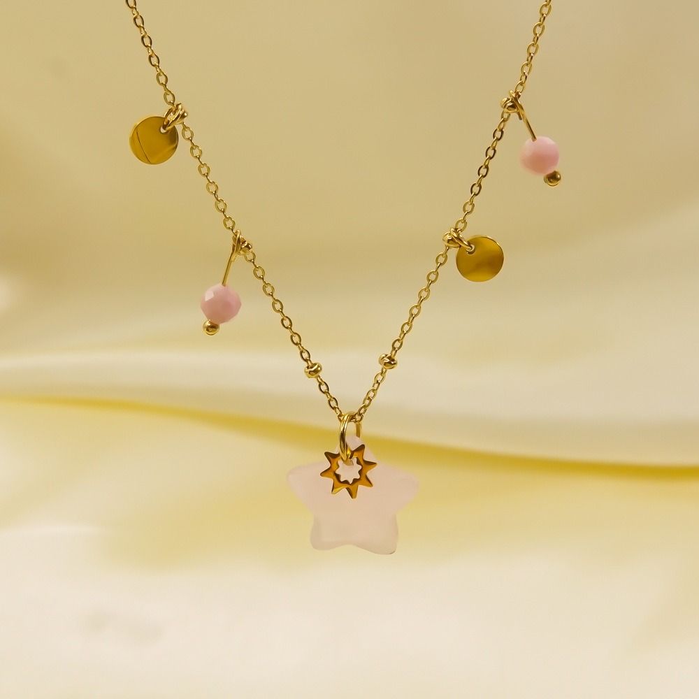 Natural Star Pendant Neck Chain Vintage Women Neck Choker Sweater Chain Star Stone Necklace  Gifts