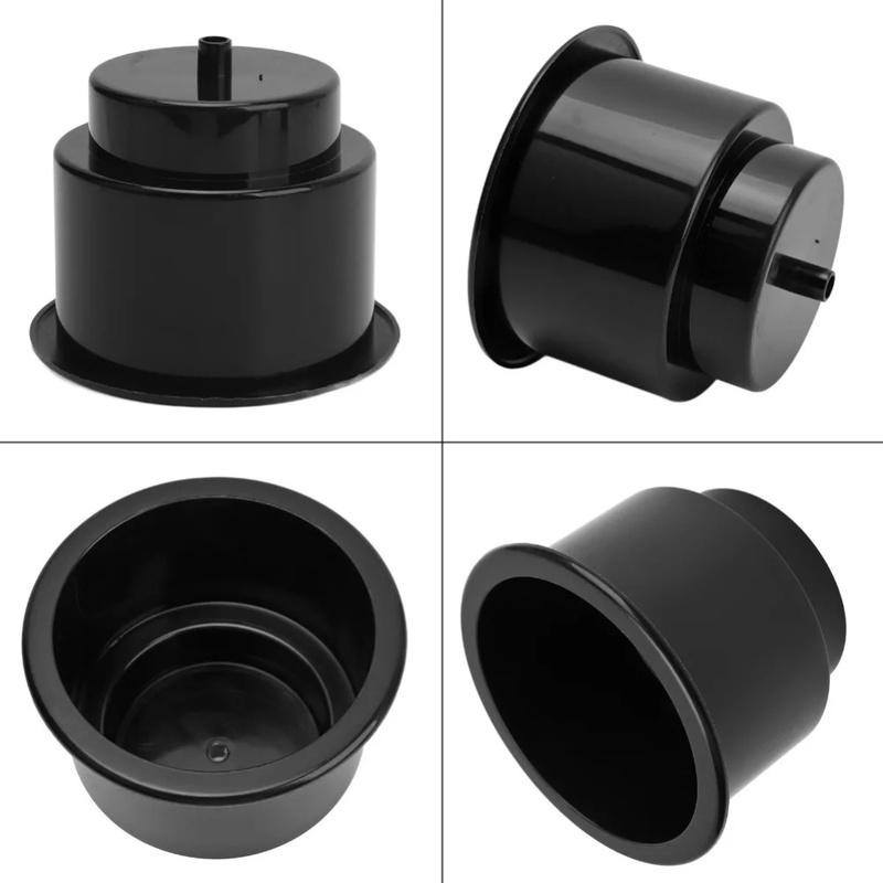 Cup Holder Ert With Drain Feature For Marine Boat RV Camper Interior Table For Surface Black Nylon Secure Beverage Support