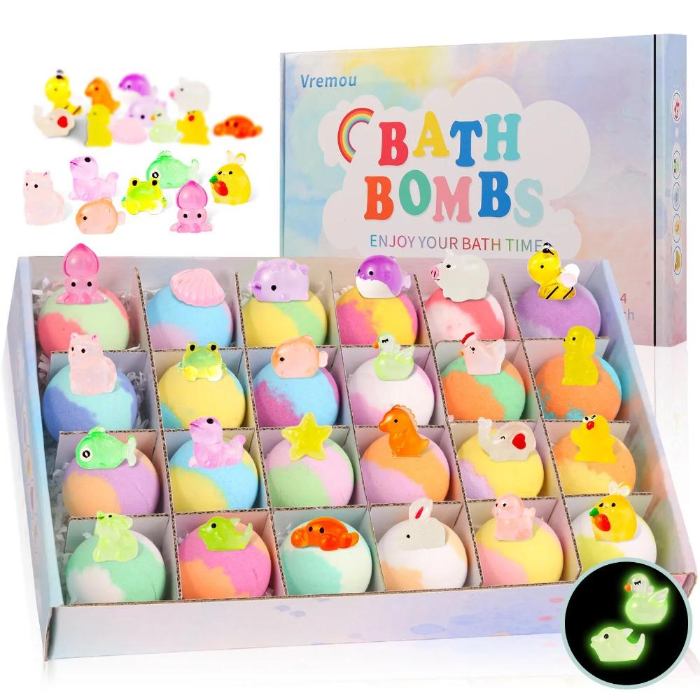 Set Regalo Bombe da Bagno Biologiche Naturali per Bambini con Giocattoli Sorpresa per Bambine e Bambini