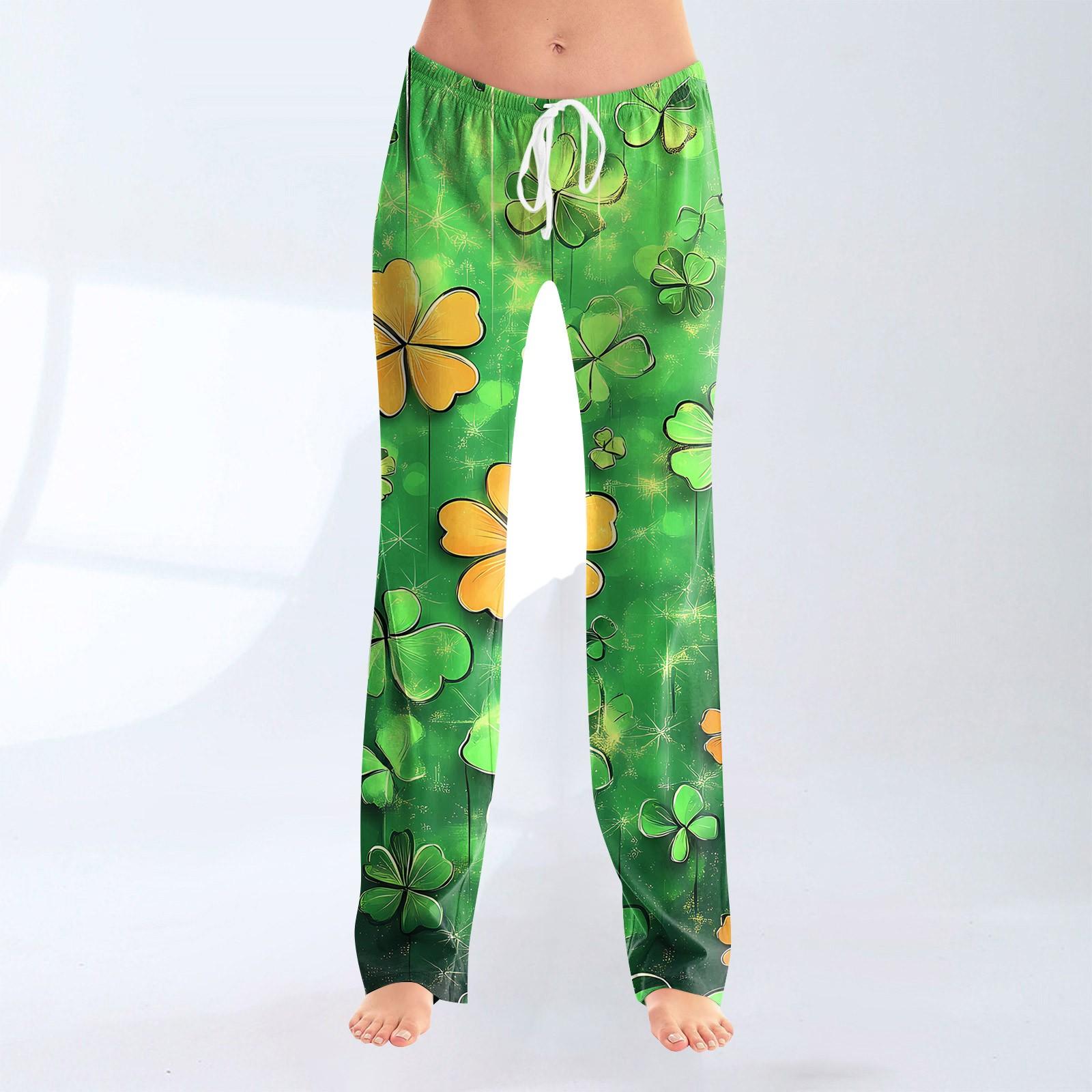 

Женская мода Свободный повседневный St. Повседневные брюки с принтом ко Дню Святого Патрика XL светло-зеленый