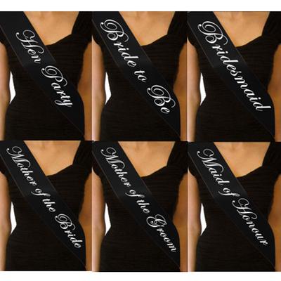 Black Hen Party Sash Wedding Bride to Be Bridesmaid Sashes Costume Accessory FO