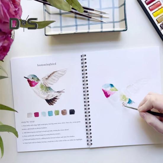 Aquarell-Arbeitsbuch, 24 Farben, Aquarell-Malset mit Pinseln, spiralgebundenes Wassermalbuch, Kunsthandwerksgeschenke für Anfänger