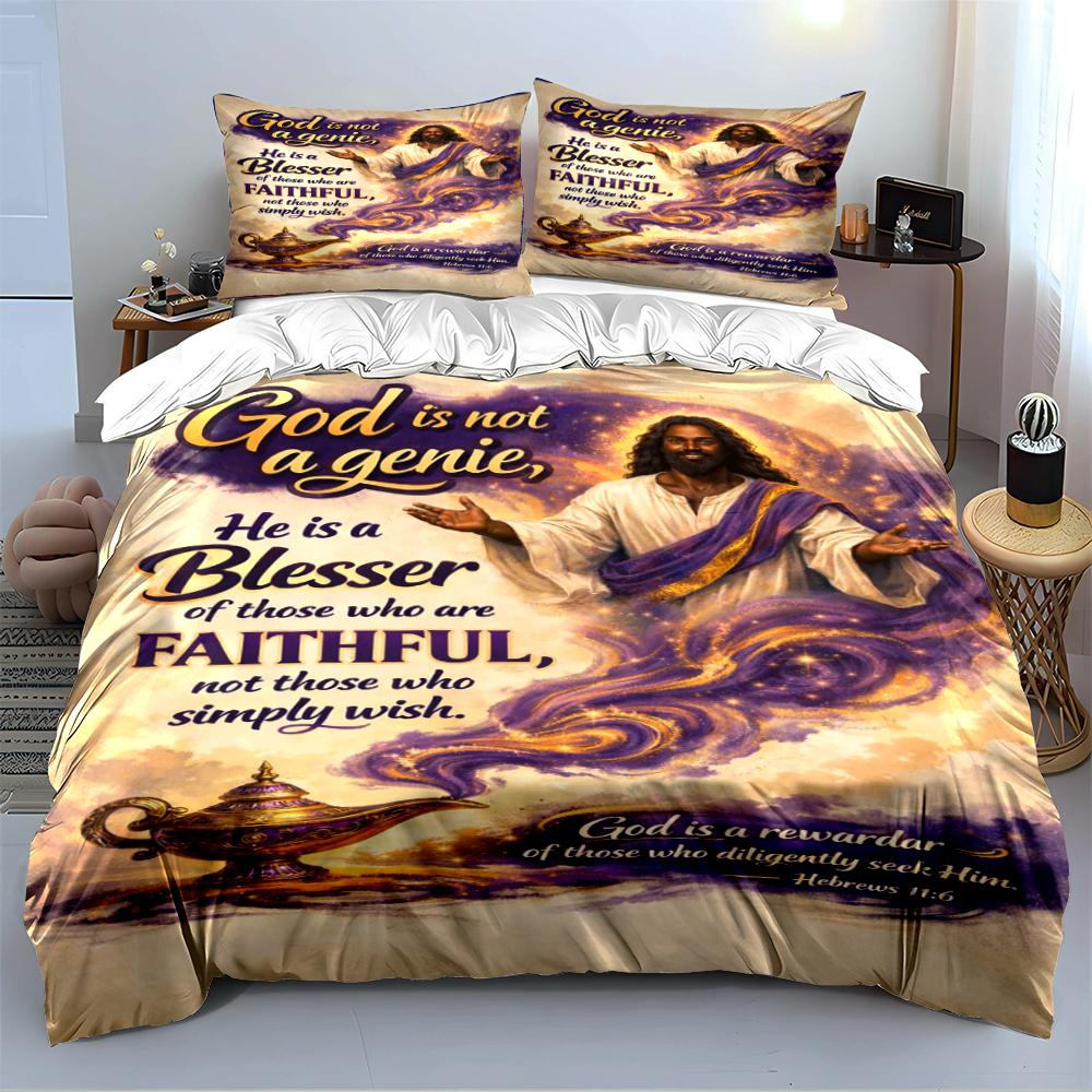 Religious Bedding Set with Inspirational Quote Bedding set (1 duvet cover, 2 pillowcases, duvet not included)