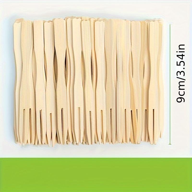 

[High-Quality Bamboo Forks] 100pcs High-Quality Bamboo Mini Forks - 3.5 Disposable Forks for Parties and Events