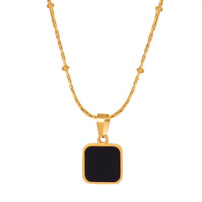 Retro Personality Temperament Square Brand Pendant Necklace Titanium Steel 18K Gold Non-Fading Versatile Jewelry Collarbone Chain Women