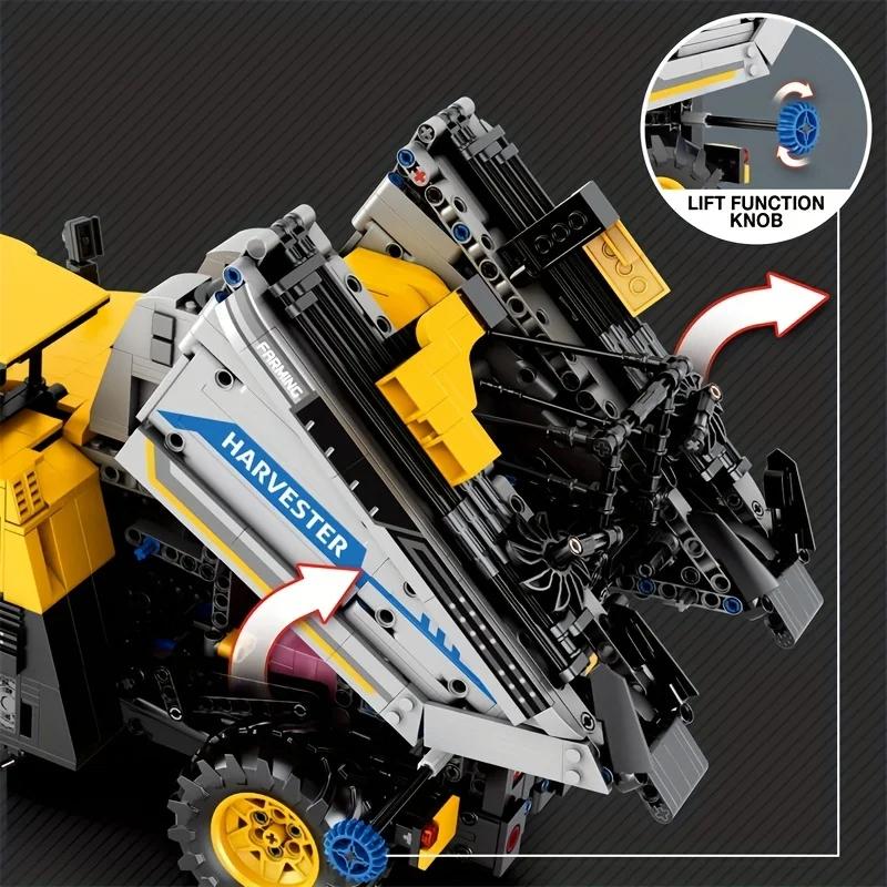 Non-Toxic 2208Pcs Grape Harvester Building Blocks Remote Control Farm Engineering Vehicle Rc Car Model Electronic Bricks Toys Kids Gifts