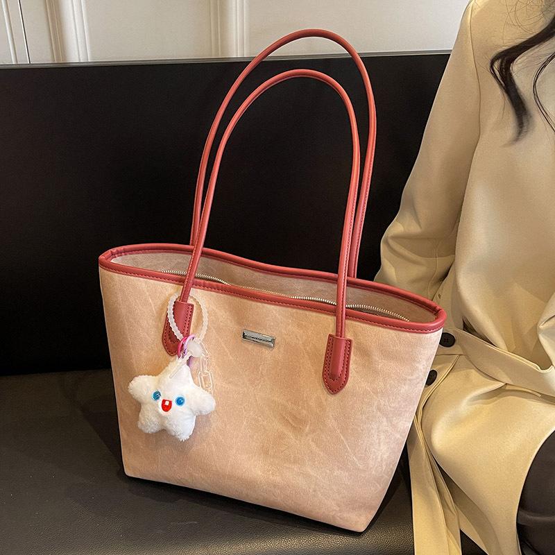 Retro big bag, new women's shoulder tote bag, versatile and large-capacity class commuter bag, fashionable