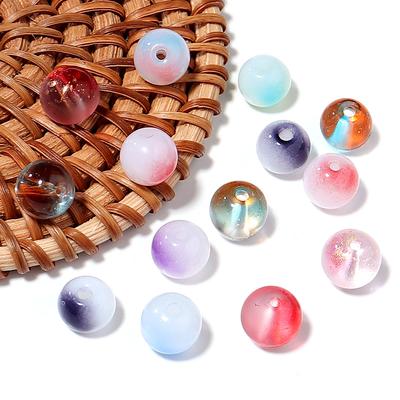 50Pcs Shiny Round Glass Beads 8mm Multicolor Lampwork Loose Spacer Beaded For Jewelry Making DIY Crafts Bracelet Accessories