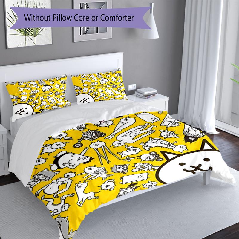 3pcs The Battle Cats pattern bedding set duvet cover set includes duvet cover &pillowcases, perfect all season bedroom decoration & gift