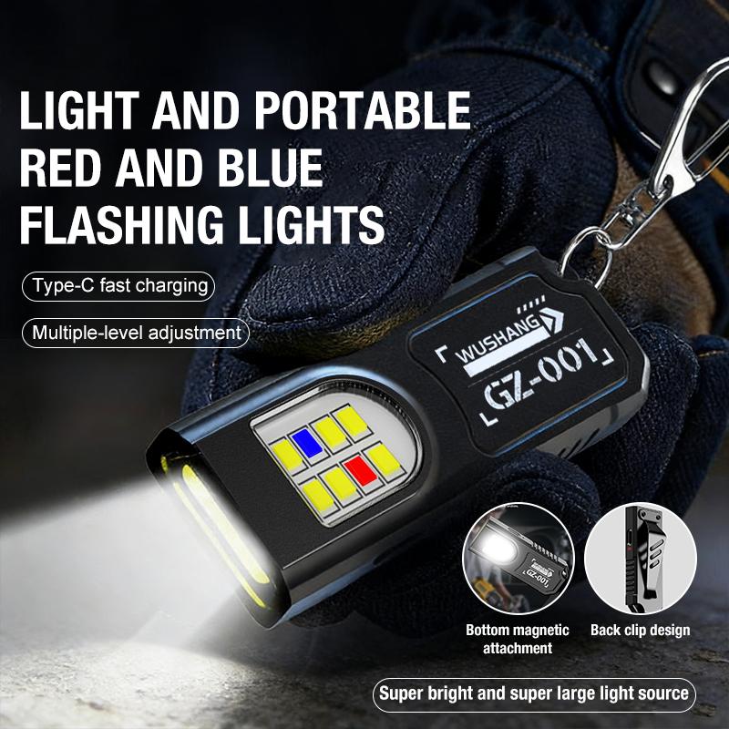 LED Keychain Flashlight Type C Rechargeable 550LM Portable Mini Torch Pocket Lantern Flood Work Light With Magnet For Emergency