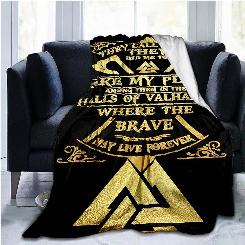 The Vikings Ancient Scandinavian Norse Runes Axes 3D Soft Throw Blanket Lightweight Flannel Warm Blanket for Bedroom Couch Sofa