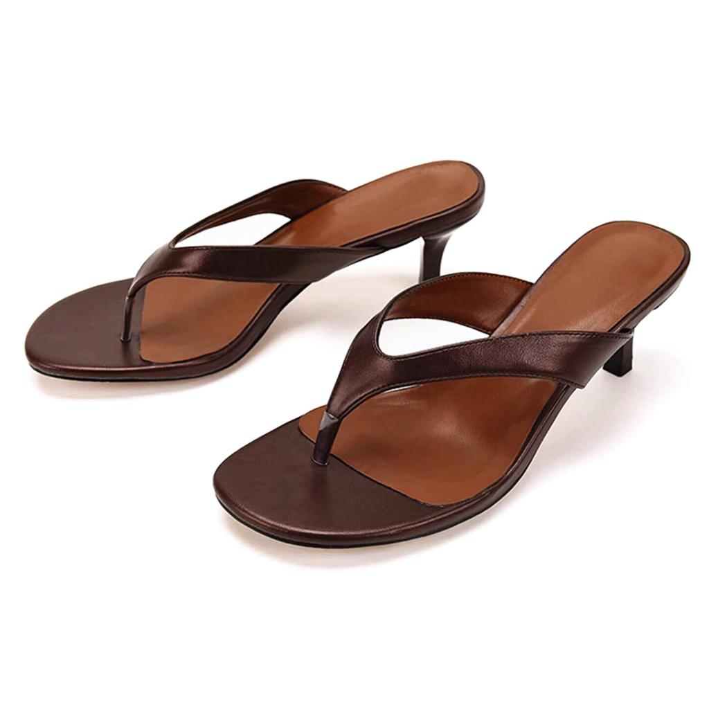 Minimalist Toe Thong Sandals for Women Summer Outdoor Wear Kitten Heel Slip On Open Toe Casual Slippers