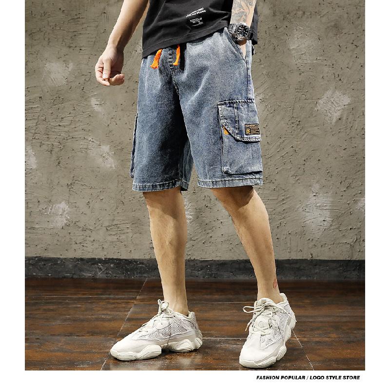 Men's workwear denim shorts 2026 new summer thin loose large size mid-length pants trendy wear-resistant five-point pants