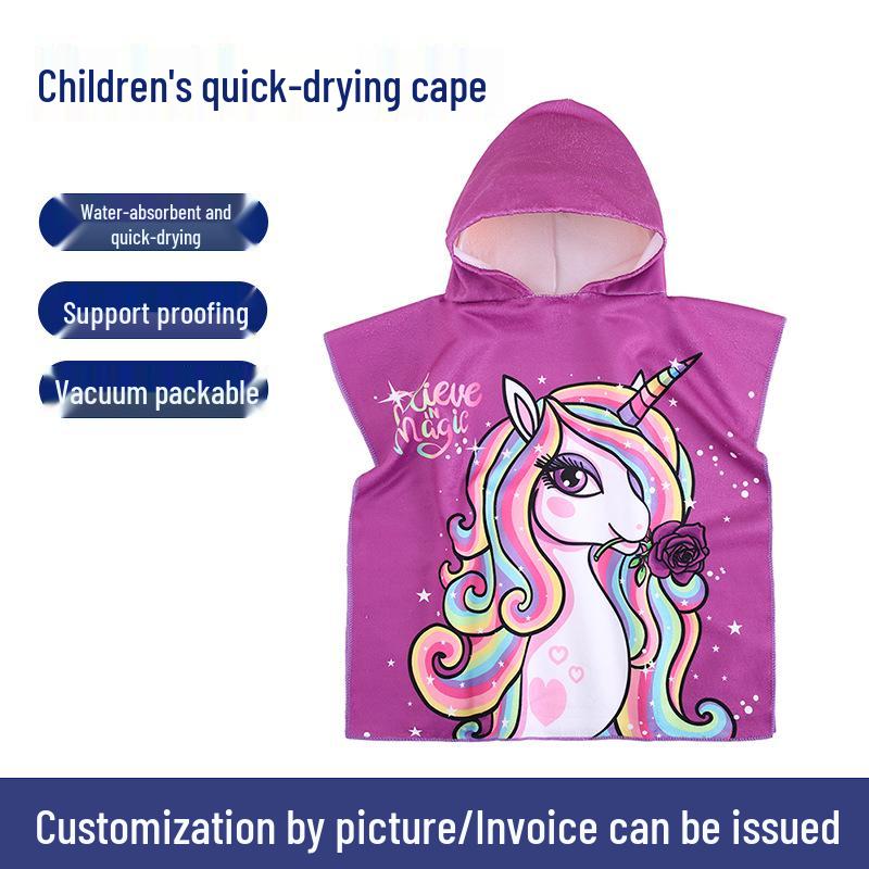 Children's Hooded Bathrobe Towel - Quick-Drying, Absorbent, for Beach, Bath, and Swimming