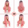LISI HAIR Female Long Wavy Hair Wig with Bangs Synthetic Heat-resistant Fiber Wig Cosplay Lolita Party Daily Hairpin.