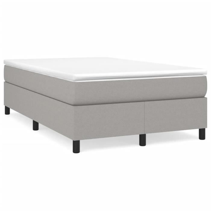 3144407 vidaXL Lit à sommier tapissier avec matelas Gris clair 120x200cm Tissu