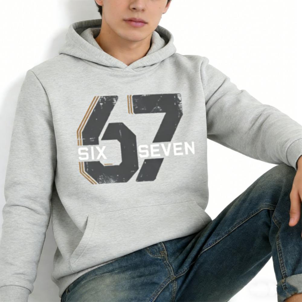 Europe and America Vintage 67 Print Kids Hoodies Fashion Boys Girl Long Sleeve Pullover Casual Hoodies Sweatshirt Clothing
