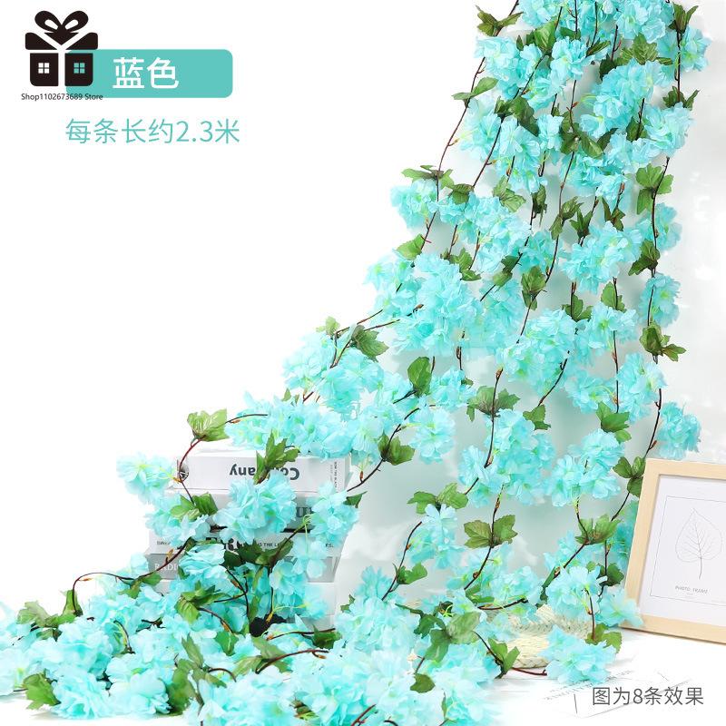 230CM Artificial Sakura Flowers Vine Wedding Garden Rose Arch Home Party Decoration Christmas Bridal Fake Silk Scrapbook Plants