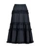 Iligo Buckle Frill Long Skirt Check Navy