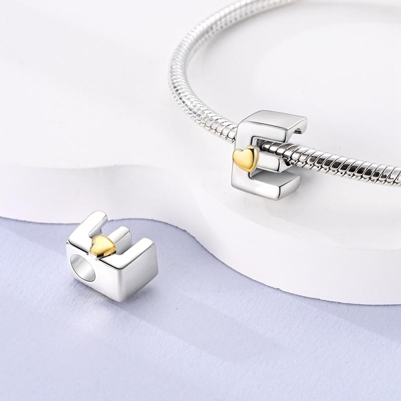 26 A- Z Alphabet Beads Copper Love Letter Charms Fits Original 3Mm Womans Bracelet Bangle Zircon Beads Diy Jewelry Gifts