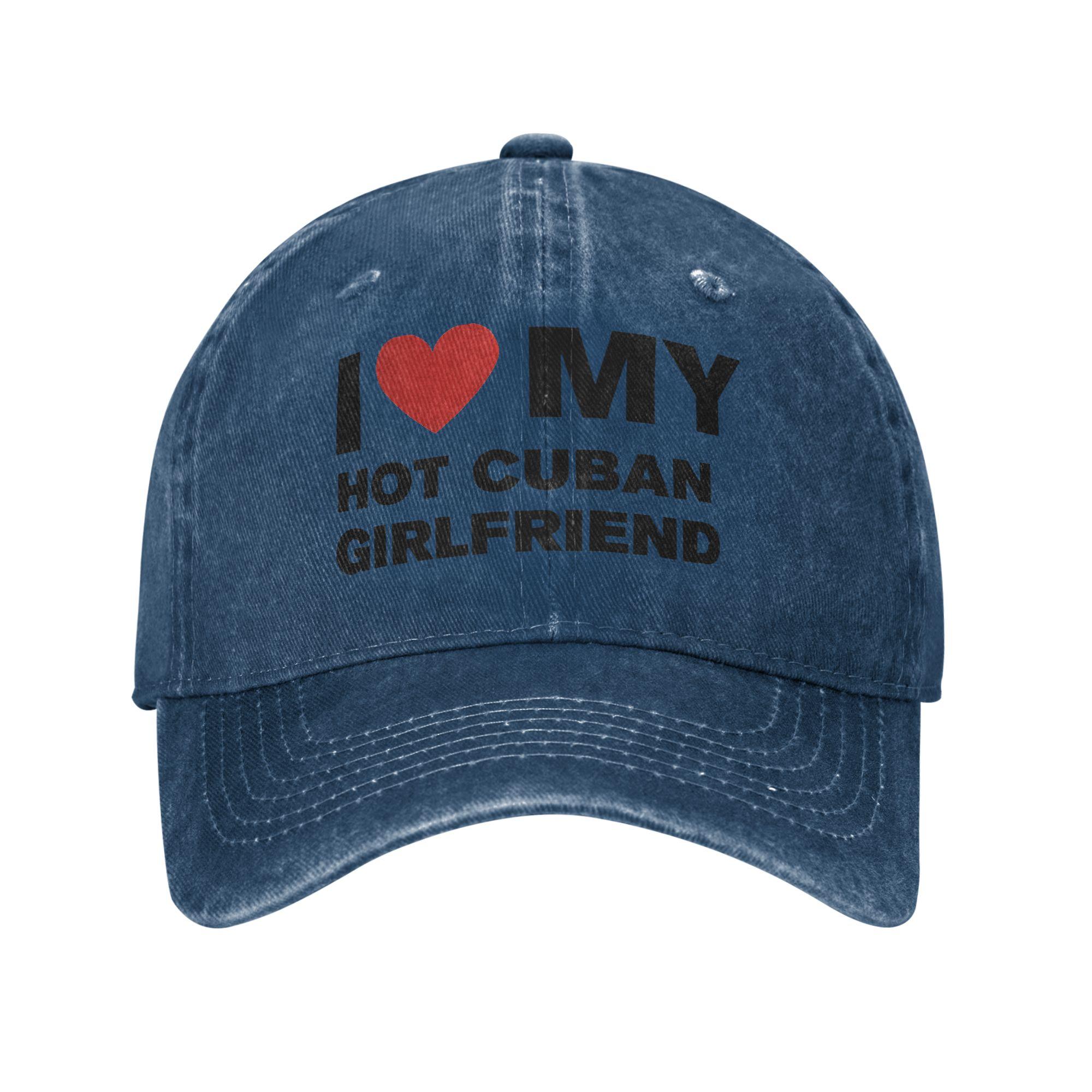 

I love My Crazy Sexy Cuban Girlfriend Washed Baseball Cap Vintage Sun Hip Hop Hats Summer Couple Women Skate Baseball Caps One Size