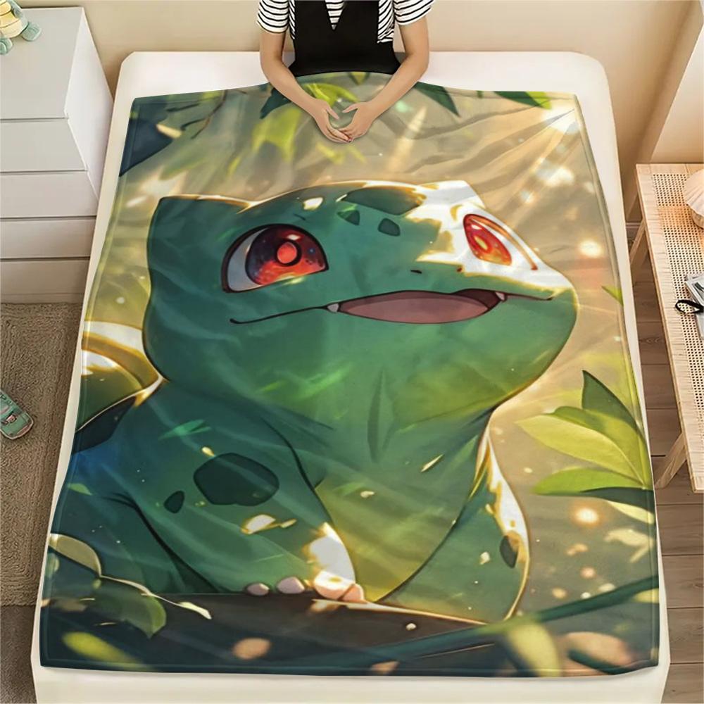Bulbasaur Cozy Flannel Blanket Print Ideal for Bedroom Living Room and Travel.-TING