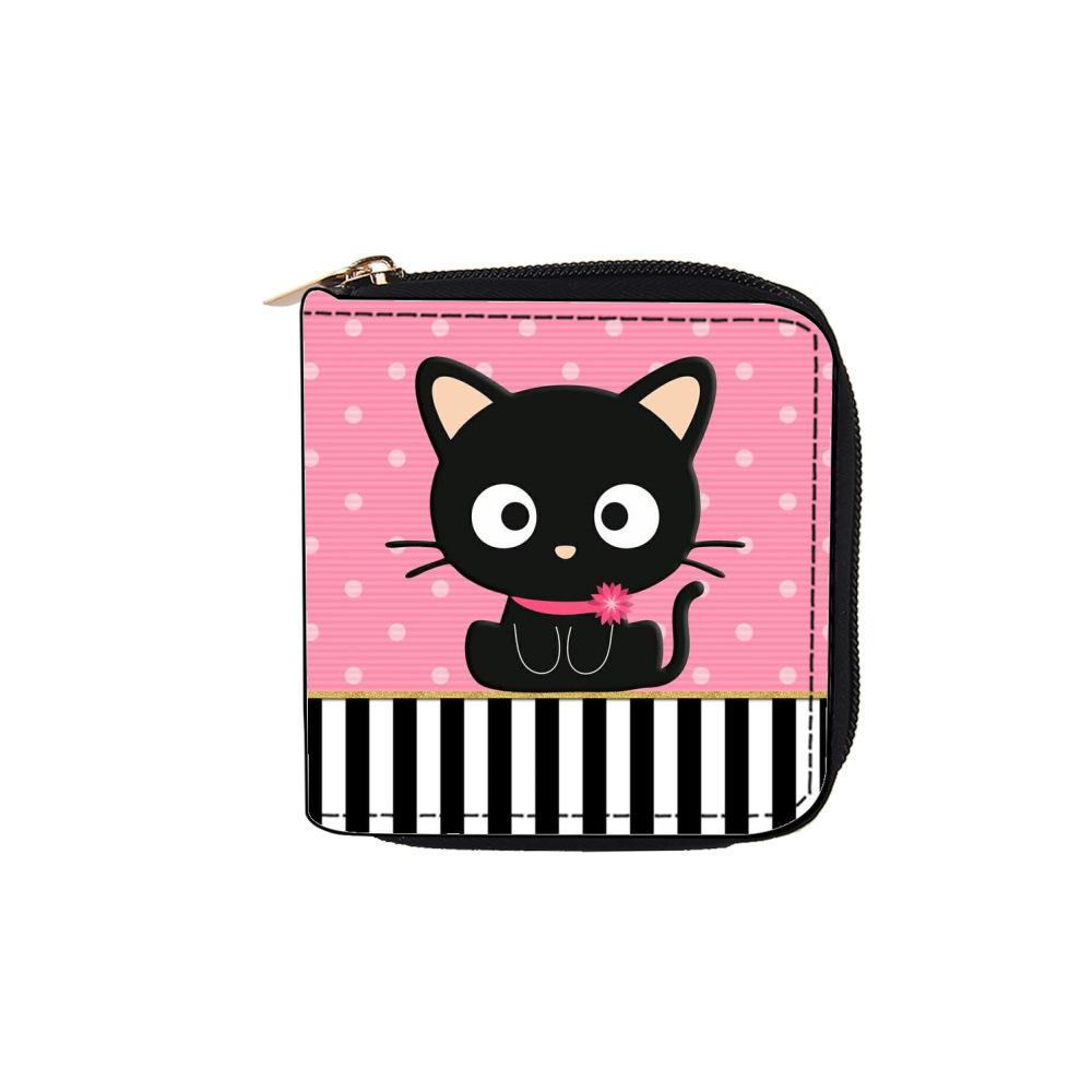 New cartoon cat animation short zipper wallet, children's small wallet