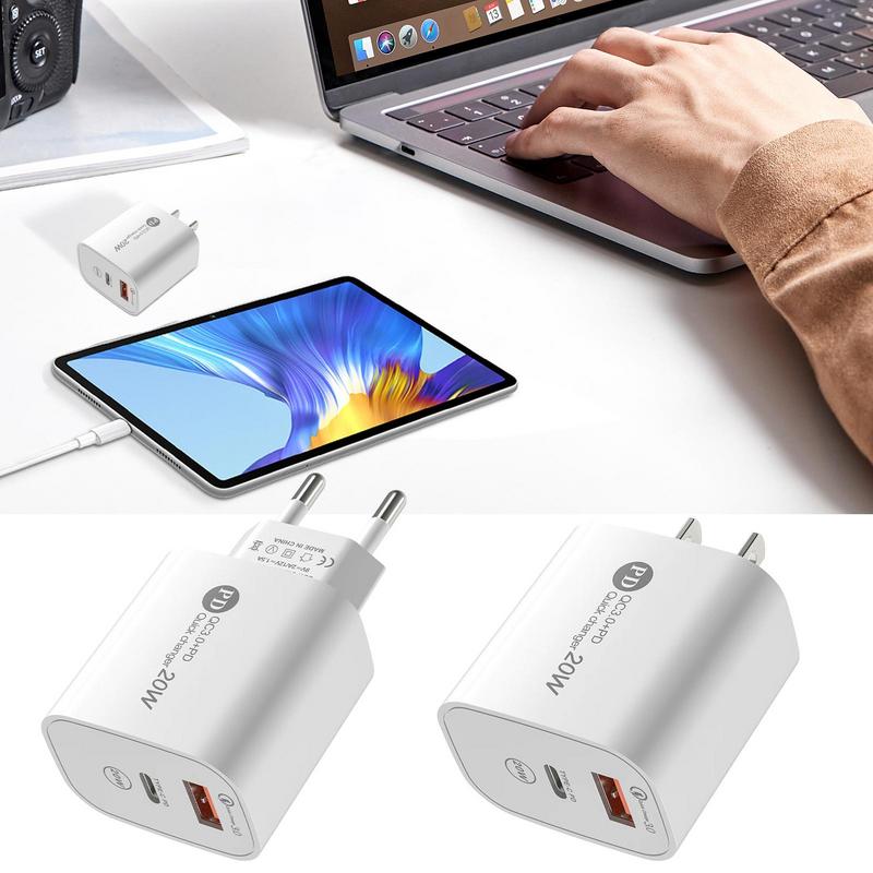 Wall Charger Plug PD20W Fast Charging Cube With USB A And Type C Ports Fast Charging USB Block For Speakers MP3 Players Mobile