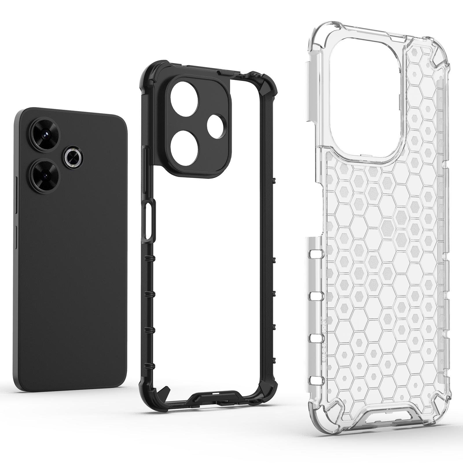 

For Xiaomi Redmi 13 5G/13 4G Case Honeycomb PC+TPU Hybrid Phone Cover Black