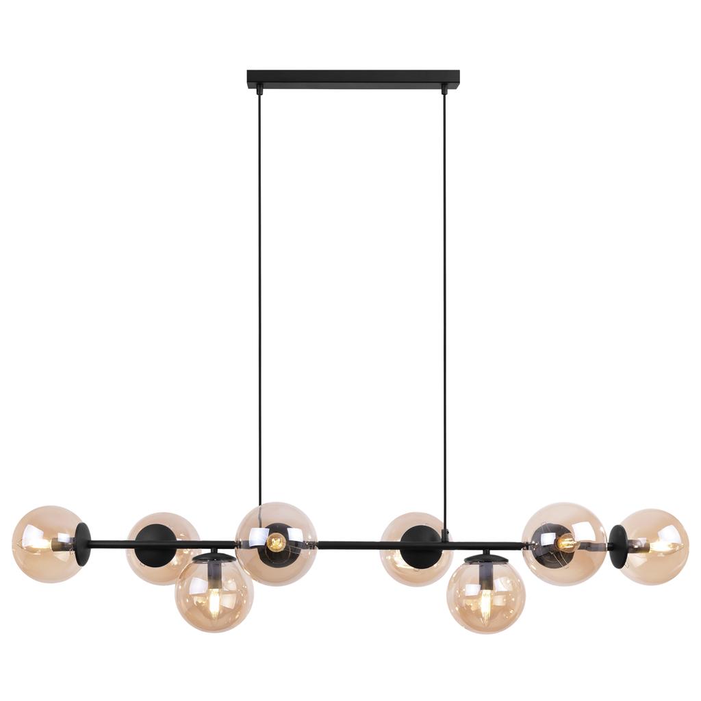 Siena Black Hanging Lamp 8-Flat Honey Lampshade E14