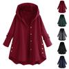 Cappotto da Donna a Metà Lunghezza con Cappuccio Colore Unico Manica Lunga Monopetto