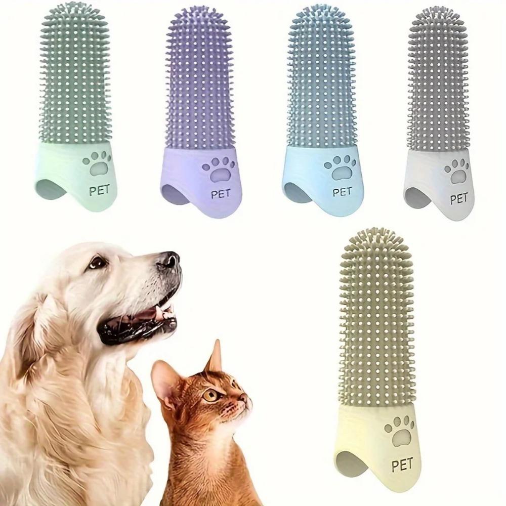 360° Silicone Finger Toothbrush, Pet Teeth Cleaning Tool, Gentle Dental Care for Dogs and Cats of All Breeds