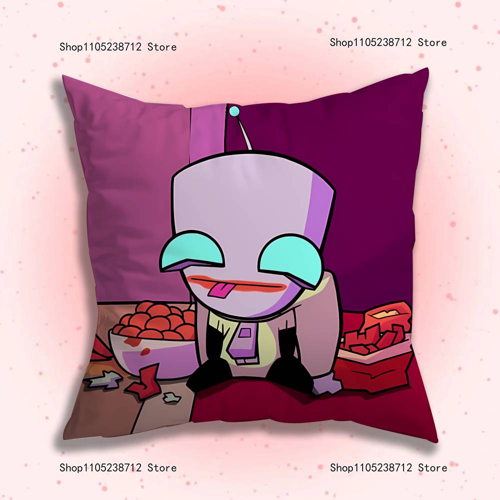 Cute Z-ZIM I-Invaders AnimePillow Case For Sofa Decor Car Office Room Printing Cushion Cover Decorations and Protector