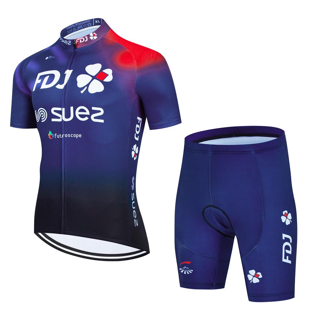 2026 Groupama FDJ TDF Cycling Jersey Sets Paris Short Sleeve Quick Dry Maillot Ciclismo Racing Bicycle Clothing