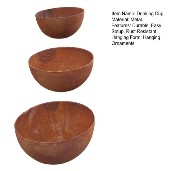 3Pcs Metal Bird Feeder Rust-Resistant Insect Bird Water Bath Drinking Cups Ornament Hanging Outside for Garden Decor