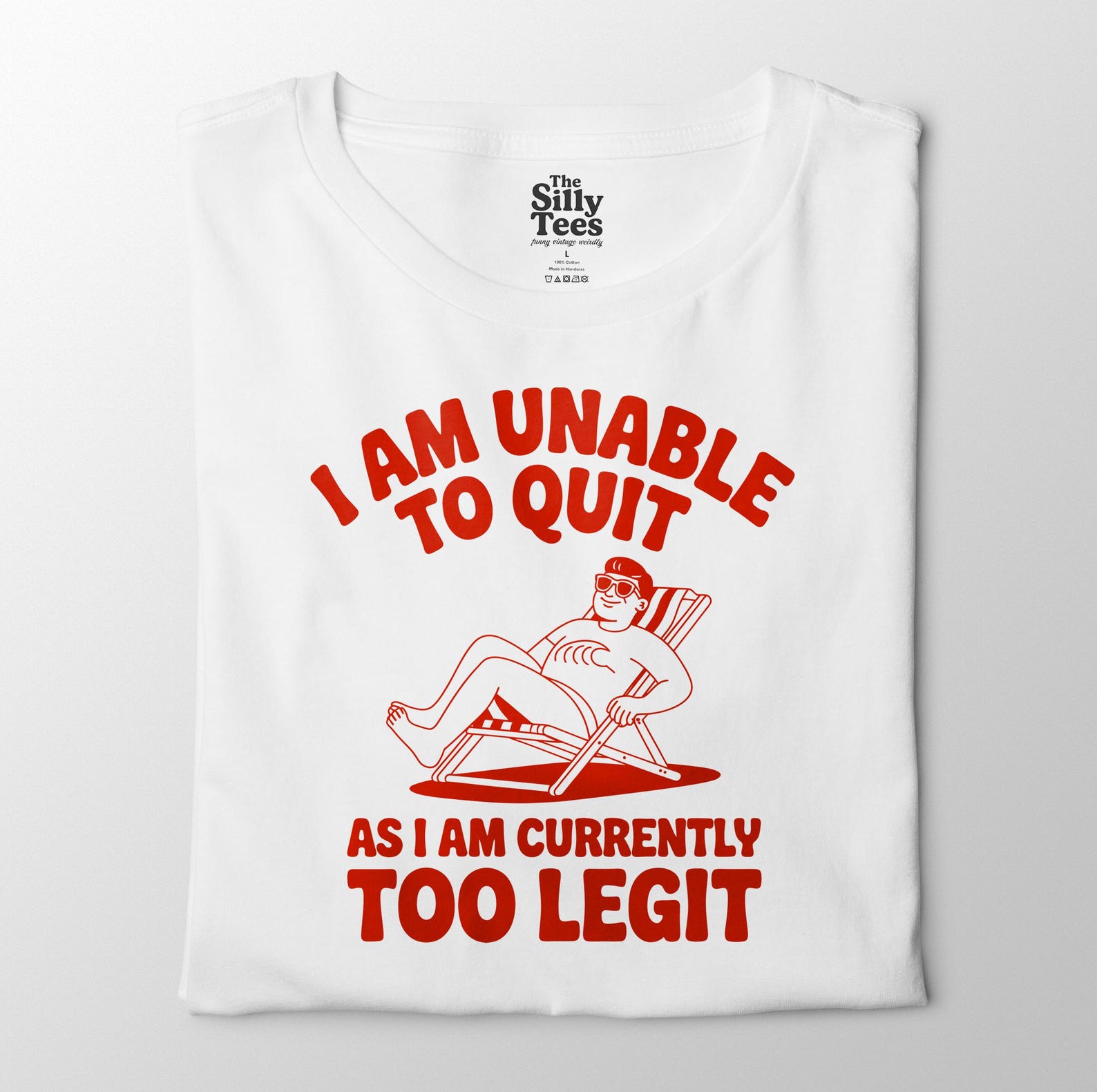 Funny Too Legit To Quit T-Shirt, Retro Meme Graphic Tee M