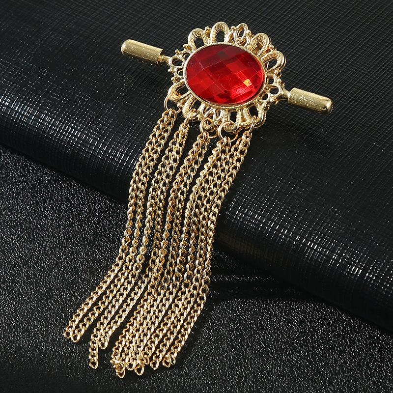 Crown Gold Silver Tassel Brooches For Women Men Pin Party Casual Lapel Pins Accessory Gift Suit Tassel Brooches Jewelry