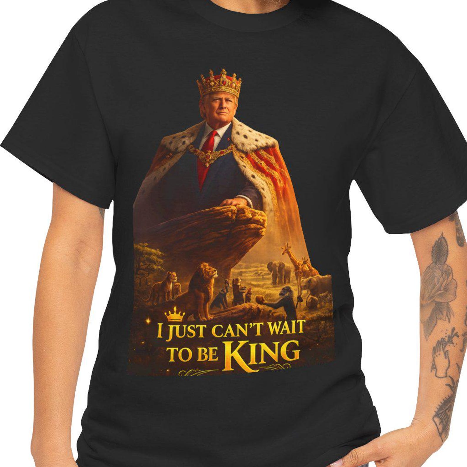 Trump King Lion King Graphic T-Shirt, Humor Tee XL