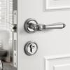 Indoor Door Lock, Bedroom Wooden Door Lock, Shiny Silver Split Retro Set, Gold Silent Handle Lock