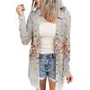Women's Casual Fashion Floral Print Long Sleeve Mid-Length Cardigan Jacket