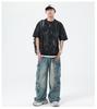 Kunhai Pengyun Men's Trendy Fake Two-Piece Summer T-Shirt with Personality Print