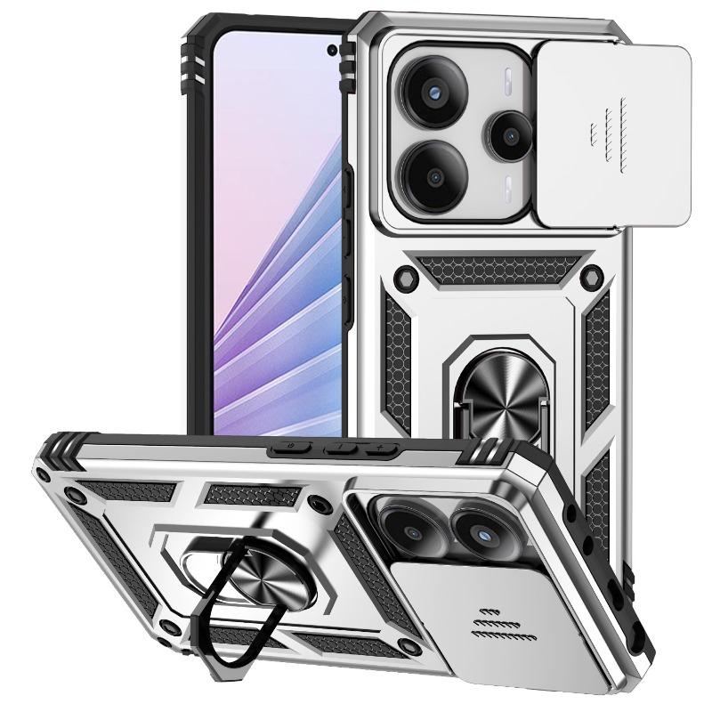 Suitable for Xiaomi Redmi Note 10 11 13 14 Pro Phone Case Car Magnetic Ring Bracket Sliding Camera Lens Armor Shockproof Case