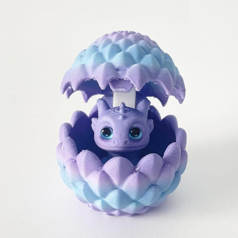 3D-geprint Decoratief Ornament Draaksei met Kleine Draak Binnenin, Geschikt voor Meubels en Desktop Woondecoratie Kerst paars