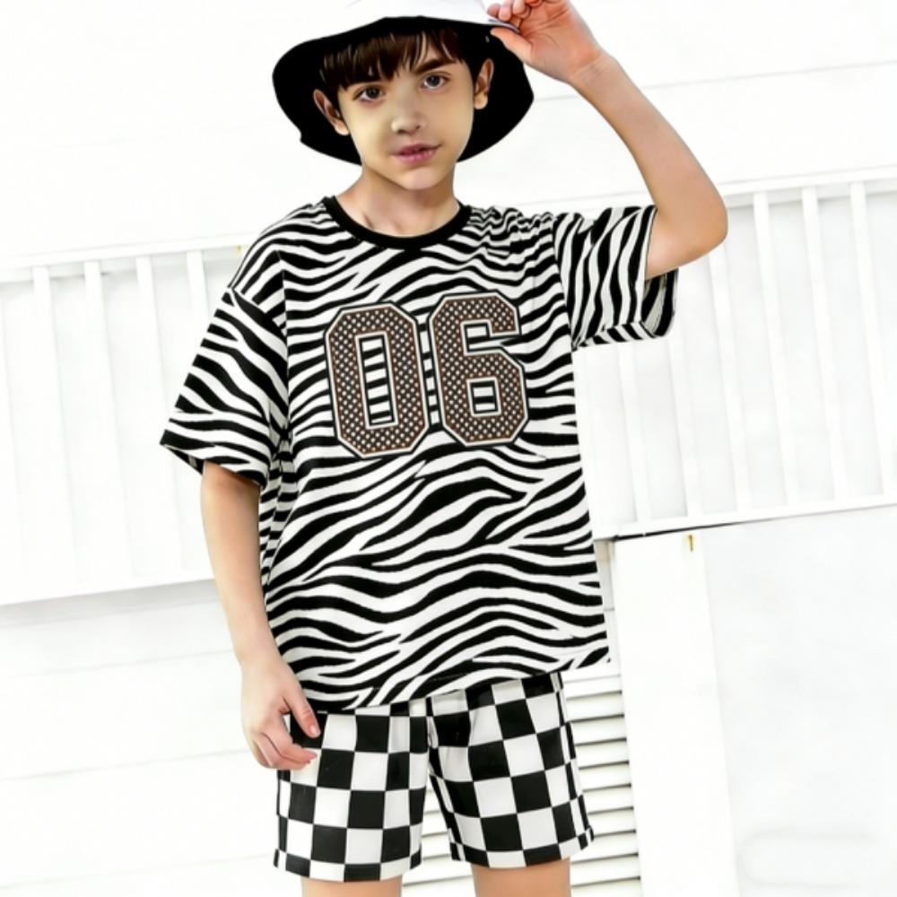 Fashion Zebra Colored Numbers 1-10 Printed Kids T-shirt and Shorts 2 Piece Set Summer Casual Outfit for Boys and Girls Kids Clothing