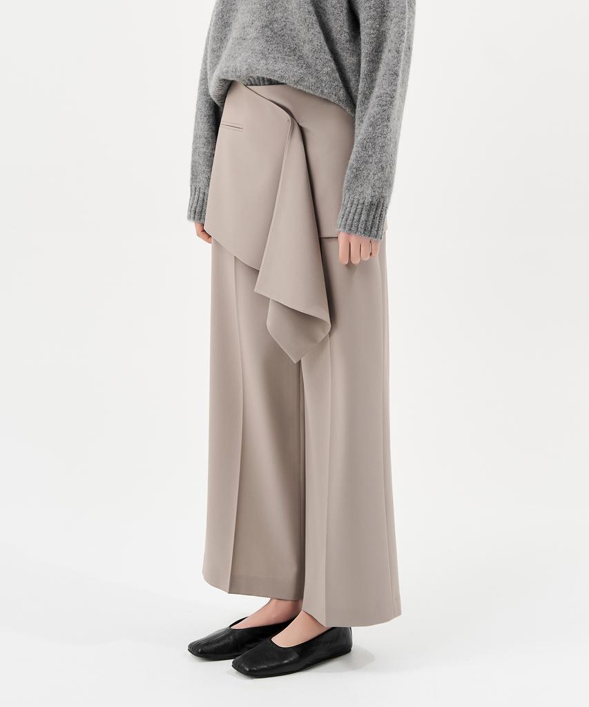 Laneonkyulleoseu Layered Wrap Skirt Pants Set_Ash Beige