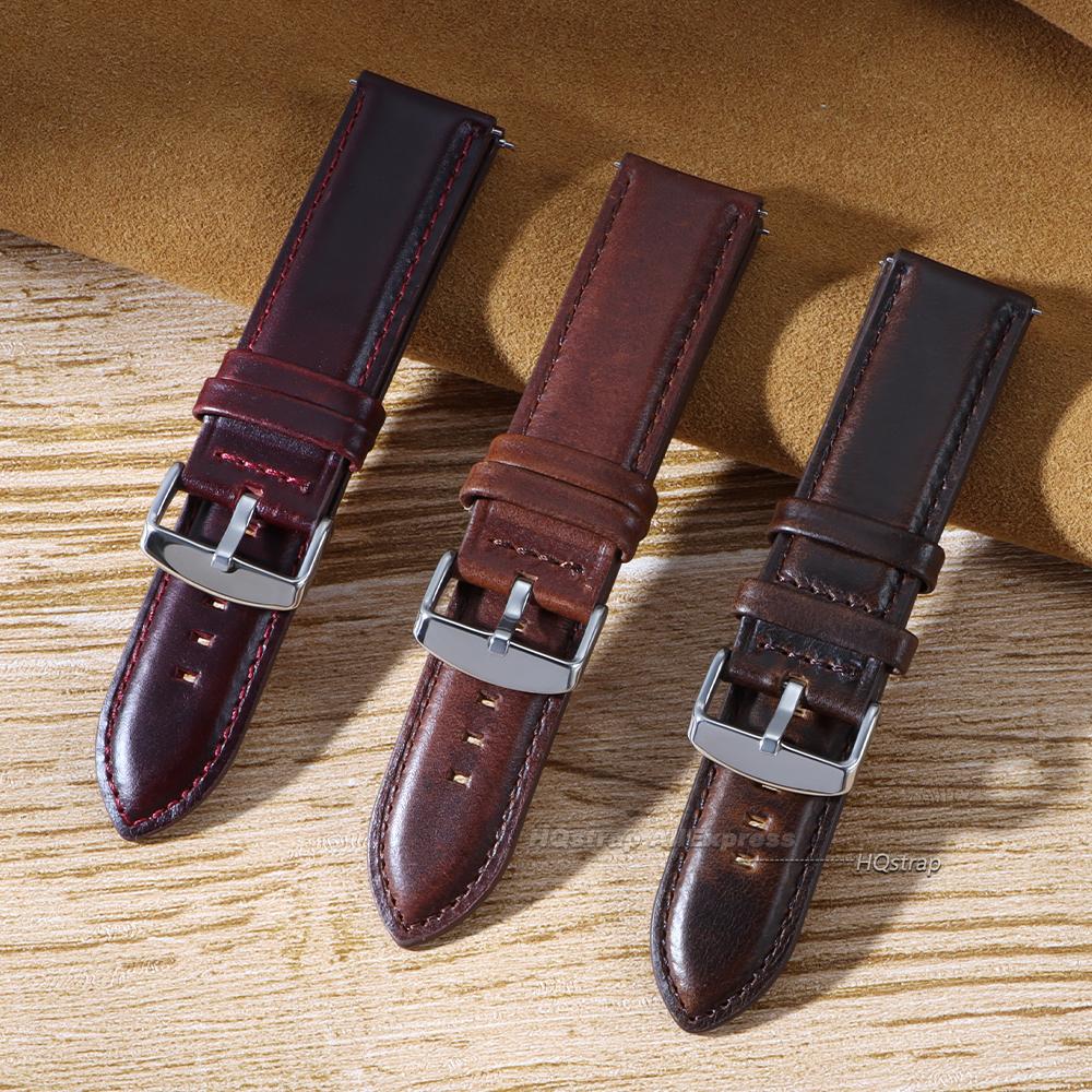 Vintage Cowhide Strap 18mm 20mm 22mm for Samsung Watch4/5/6/7 40mm 44mm Classic Wristbelt for Huawei GT6/5/4 Universal Bracelet